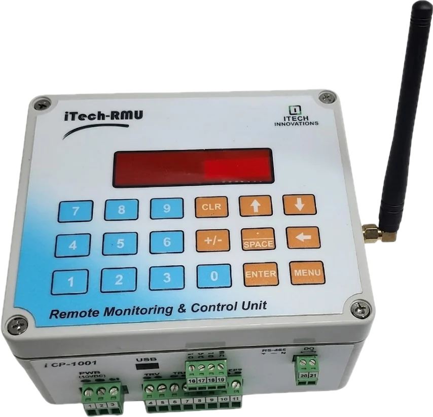 iTech-RMU remote monitoring and control unit with keypad, LED display and GSM antenna
